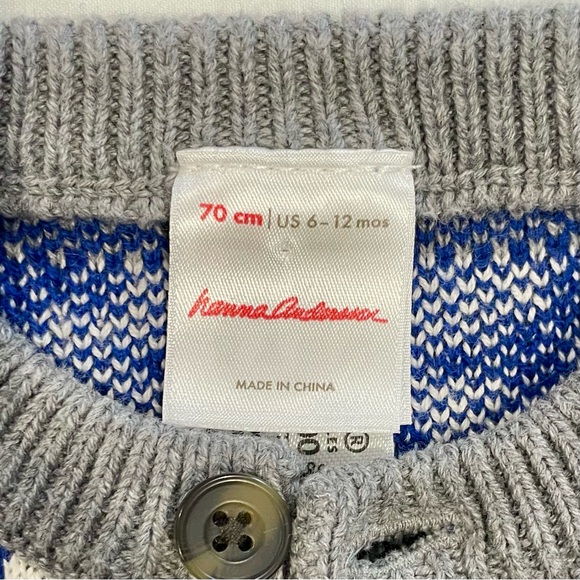 Hanna Andersson Holiday Romper Boys 6-12M 70 cm Winter Festival Sweater Knit - Picture 3 of 5